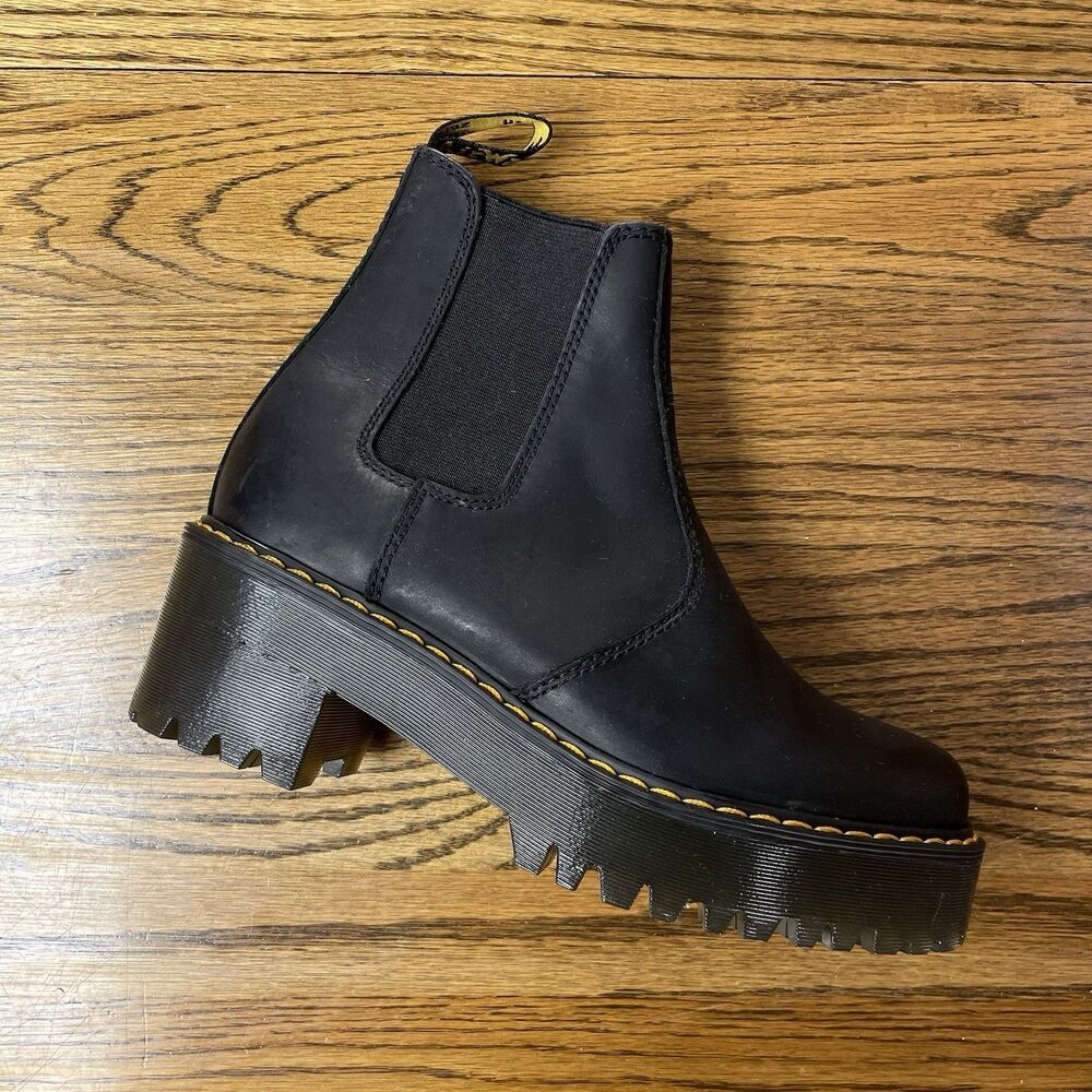 Dr. Martens Rometty Chelsea Boots US 6 7 Black Burnished Leather Women’s NEW